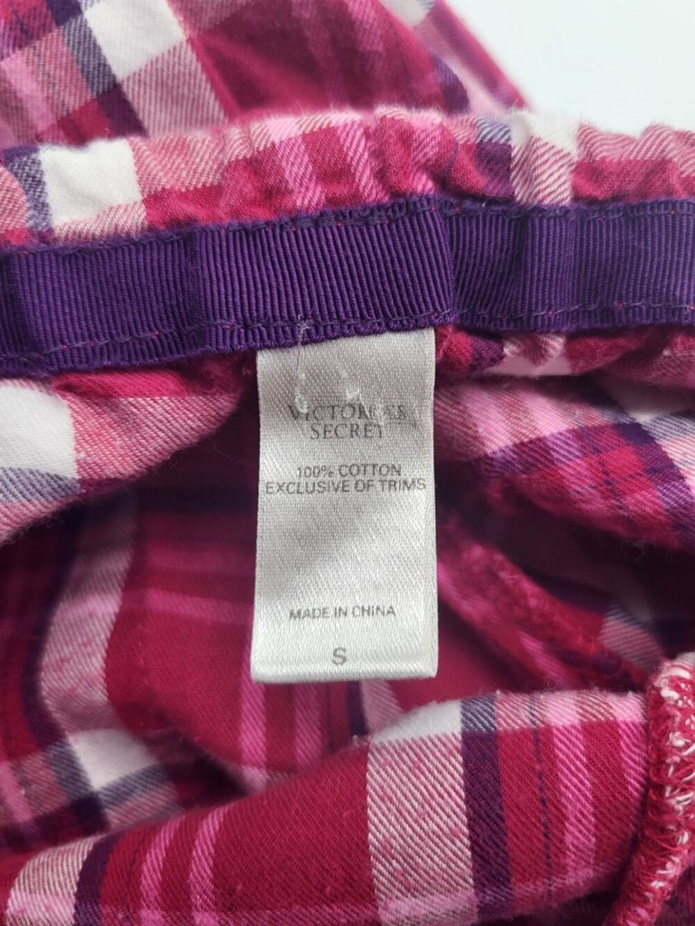 Victoria's Secret Womens S Two Piece Plaid Pajama Set Pink Purple y2k Lounge - Picture 8 of 11